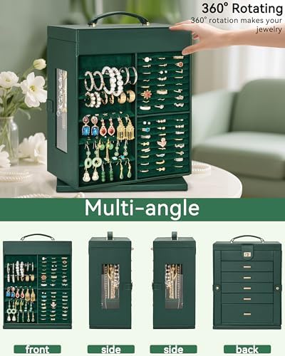 AKOZLIN 6-Tier Jewelry Box Organizer 5 Drawers Storage XXL Green - Image 5