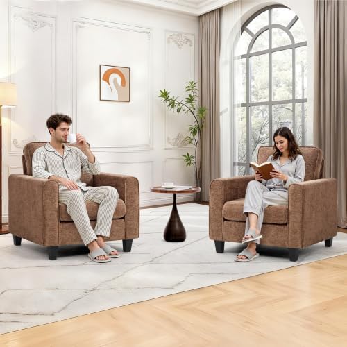 Accent Chair for Living Room, Mid Century Modern Upholstered Living Room Chair, Chenille Reading Armchair for Apartment, Waiting Room, Office, Brown - Image 3