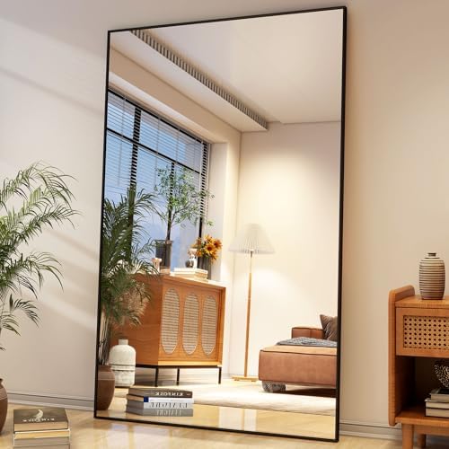 Easly 40"X86" Full Length Mirror with Stand, Black Large Floor Mirror by EASLY