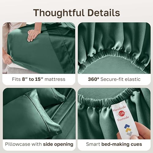 California Design Den 100% Cotton Sateen Twin Size Sheet Set, 3 Pc Set - Image 4