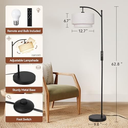 SUNMORY Arc Floor Lamps for Living Room with 12W Remote and Dimmable Bulb - Image 3