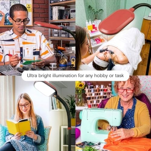 Brightech Litespan - Bright LED Floor Reading Lamp for Over Chair Crafts and Reading, Estheticians' Light for Lash Extensions, Adjustable Standing Lamp for Living Room, Bedroom, Office - Red - Image 7