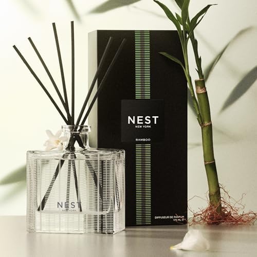 NEST New York Reed Diffuser, Bamboo - 5.9 fl oz - Fragrance for Up to 90 Days - Reusable, Refillable Glass Holder - Includes 8 All-Natural Reed Sticks - Flame Free - Image 5