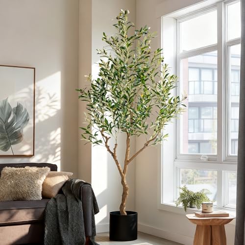 Erimda 7ft Artificial Olive Tree, Realistic Faux Olive Plant with Hand-Placed Fruits, Sturdy Fake Olive Tree for Living Room, Office, Modern Farmhouse Home Decor - Image 5