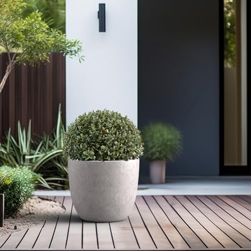 Kante Accent Round Bowl CON Gray Concrete Planter 14" Dia, Outdoor - Image 3
