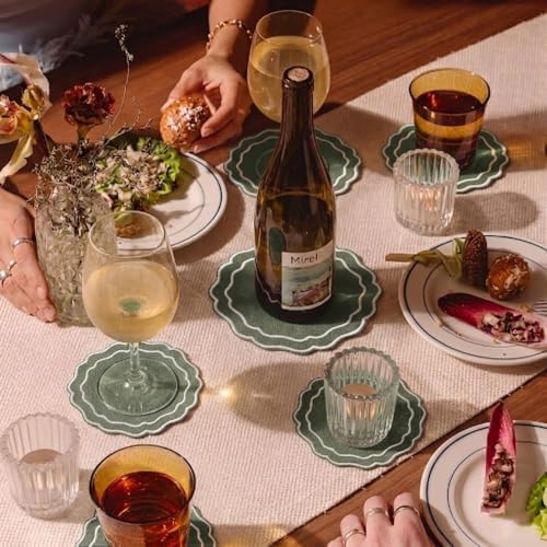 Linen Coasters for Drinks, Set of 6, 4.5 inch, Sage - Image 6