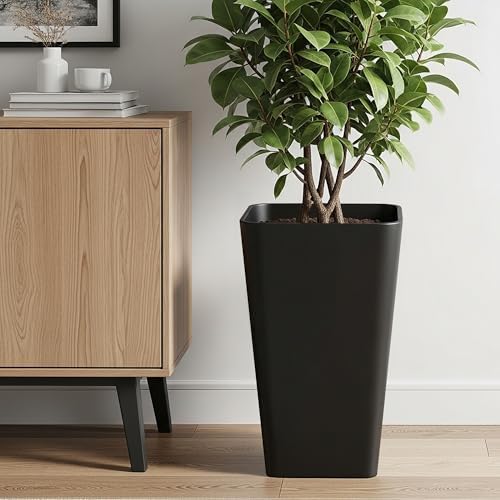 Worth 20" Tall Planters Set of 2, Black Tall Plant Pots for Indoor Outdoor - Image 3