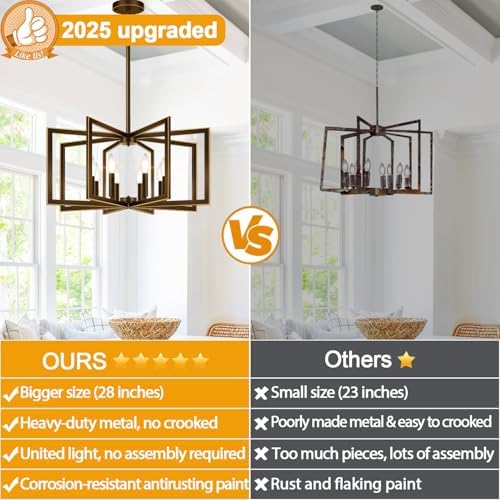 25"-61" Height Adjustable Modern Oil-Rubbed Bronze Chandelier for Dining Room, No Assembly Required Dining Room Light Fixture Over Table, Industrial Metal Pendant Lights Fixture for Kitchen Island - Image 6