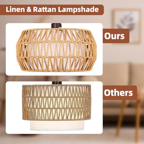 Brilvibera Rattan Standing Lamp with Remote and Dimmable Bulb Bronze - Image 6