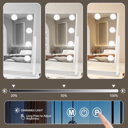 Ratsamee Rechargeable Vanity Mirror, 8000mAh 13"×15" Makeup Mirror - Image 3