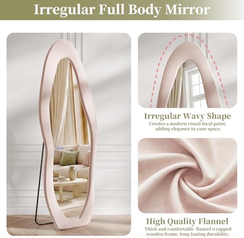 Koonmi Pink Mirror Full Length 63"x24", Wavy Full Body Mirror - Image 2
