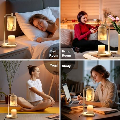Marble Candle Warmer Lamp with Timer & Dimmer- Flameless Wax Melt Warmer, Electric Candles Warmer, Unique Textured Table Lamp for Jar Candles, Elegant Home & Bedroom Decor, Perfect Housewarming Gift - Image 5