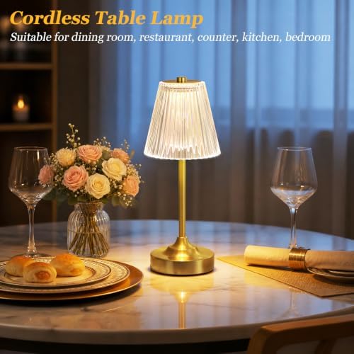 Gold Cordless Rechargeable Table Lamp, Battery Operated, Crystal, Small - Image 5