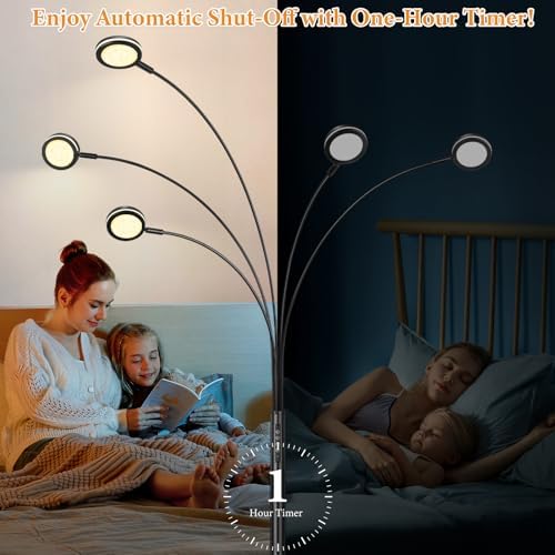 Bairth LED Arc Floor Lamp with Remote,2250LM Dimmable Floor Lamp with Timer - Image 5