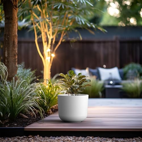 Kante Large Round Capsule White Concrete Planter 13.2" Dia, Outdoor - Image 6