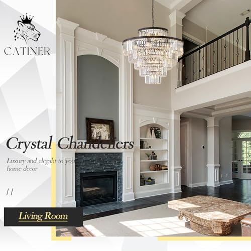 CATINER 36" Large Crystal Chandelier,23-Light Modern Black Light Fixture - Image 4