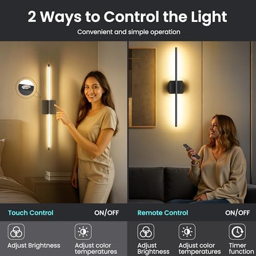10000mAh Rechargeable Wall Lights, Black, 29 Inch, 3CCT, 2 Pack - Image 5