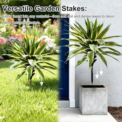 Artificial Agave Plant Fake Agave Planters for Indoor Outdoor Faux Agave Plants Real Touch Realistic Greenery for Home Living Room Office Bathroom Garden Front Porch Patio Decor (29inch-2 Pcs Yellow) - Image 3