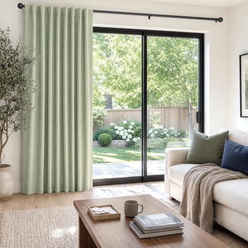 Sage Green Total Blackout Sliding Door Curtains 108 Inches Long - Image 5