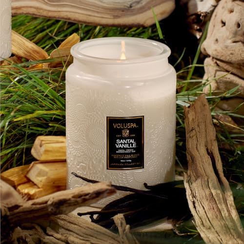 Voluspa Santal Vanille Large Scented Candle Jar 18 Oz, 100 Hr Burn - Image 2