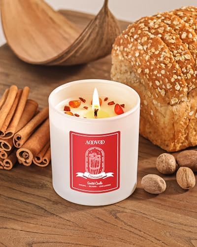 AOOVOO Apple Cinnamon Scented Candles for Women - Aromatherapy Candle with Crystals Inside, 10oz Soy Candles for Home Scented, Birthday Gifts Christmas Candle for Mom Women - Image 3