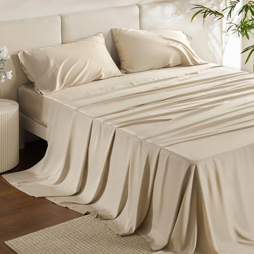 Bedsure PureWoven 100% Rayon Derived from Bamboo, Full Size Sheets, 4 PCS by BEDSURE