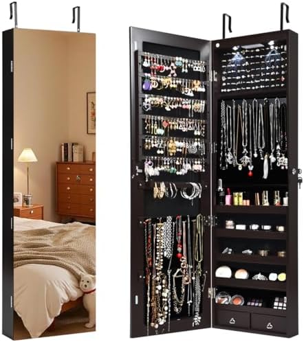 GIANTEX Wall or Door Mounted Jewelry Armoire with Full Length Mirror, 47.5" by Giantex