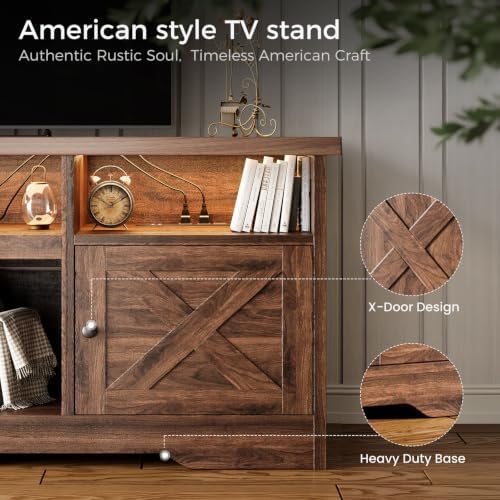 Casaottima TV Stand for 80 Inch TV, Entertainment Center, Walnut - Image 5
