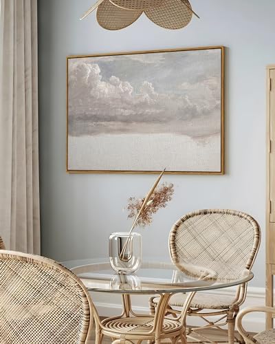 InSimSea Framed Canvas Wall Art Vintage Decor, Home Decor Classical Oil Painting Cloud Study Wall Decorations for Living Room, Large Prints Artwork for Bedroom Bathroom Gallery, 24"x36" - Image 2