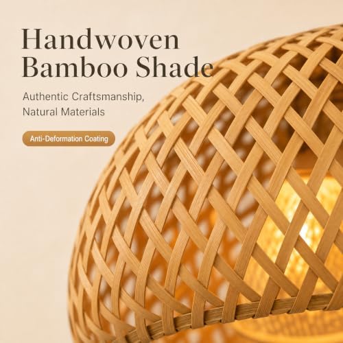 Boho Bamboo Arc Floor lamp, Tall Standing Lamp for Living Room - Image 5
