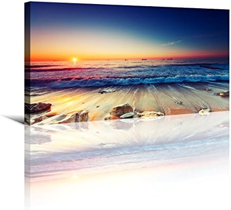 Beach Wall Art Sea Ocean Landscape Picture Print Canvas Wall Art Modern Giclee Artwork Home Decor Stretched and Framed Ready to Hang,2cm Thick Frame, Waterproof Artwork by HaichuangDecorArt