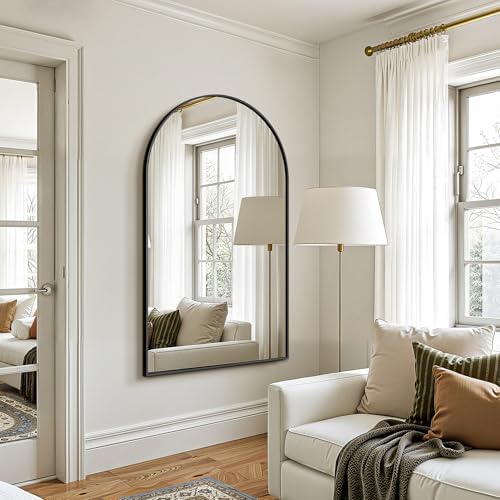 FICTOR 30" x 55" Arched Bathroom Vanity Mirror for Over Sink, Black - Image 5