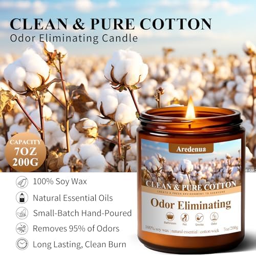 Clean Cotton Odor Eliminating Candles, 7 oz Soy Scented Candle - Image 4