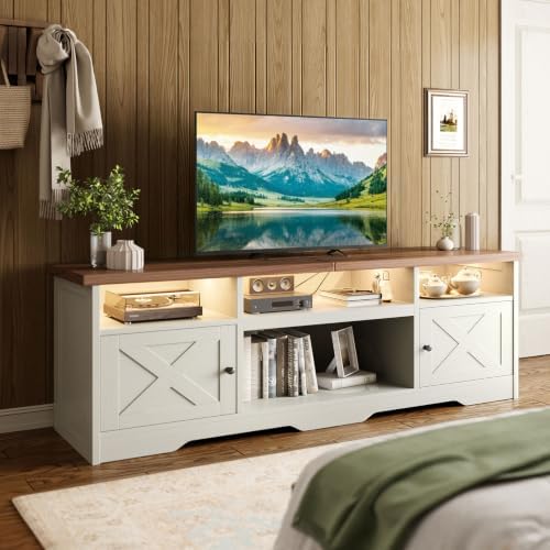 Casaottima TV Stand for 80 Inch TV, Entertainment Center, White - Image 7
