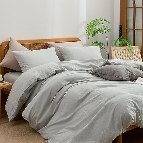 BESTOUCH Cotton Solid Duvet Cover Set Northern Droplet Grey Super King Plus - Image 5