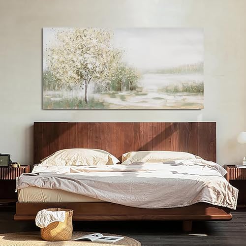 Green Wall Art Modern Nature Wall Art Canvas Art Wall Decor Spring Scene Wall Art Decor Artwork Large Wall Art Prints for Room Living Room Bedroom Office Decor 24X48 inch - Image 6
