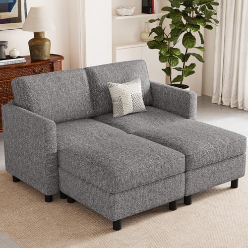 Belffin 58.3" Modular Sectional Sofa 4 Seats Sleeper Sofa Washable Sectional Couches for Living Room Comfy Couches with Storage Seat Couch Sofas with Chaise,Grey by Belffin