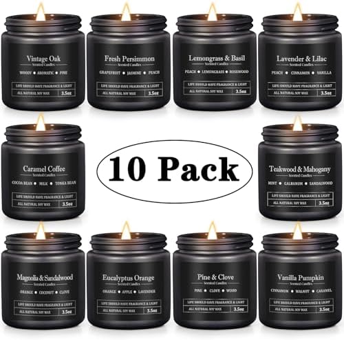 10 Pack Scented Candles for Men, Masculine Candle Gift Set with Woody & Fresh Scents, Soy Wax Aromatherapy Candles for Home, Gifts for Him, Boyfriend, Father's Day - Image 2
