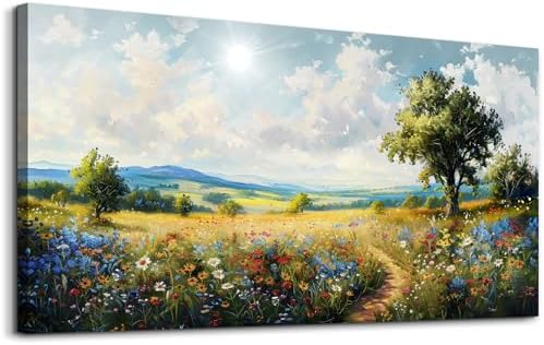 hyidecorart Nature Field Scenery Abstract Painting Large Wall Art For Living Room Bedroom Wall Decor Pictures Artworks Modern Wall Decorations For Office Canvas Prints Home Art Decor 24"X 48" by hyidecorart