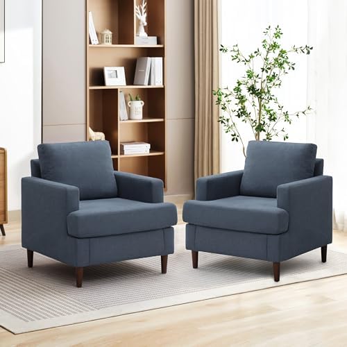 Mid-Century Accent Chair, Blue Grey Armchair Living Room Chairs, 2 Pack by Weture