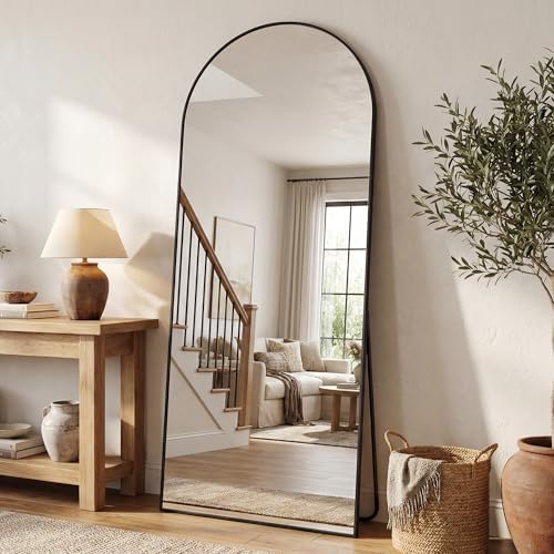 Antok 58" x21” Arched Full Length Mirror, Floor Mirror with Stand,Black - Image 2