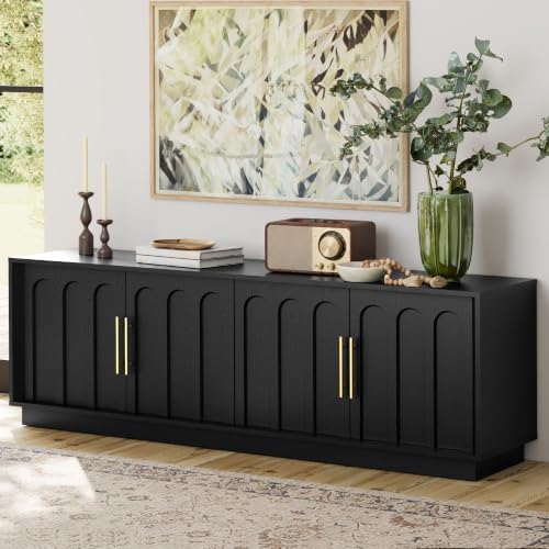 FORTUNETEC 67" Modern TV Stand for 75 Inch TV Living Room, Black by FORTUNETEC