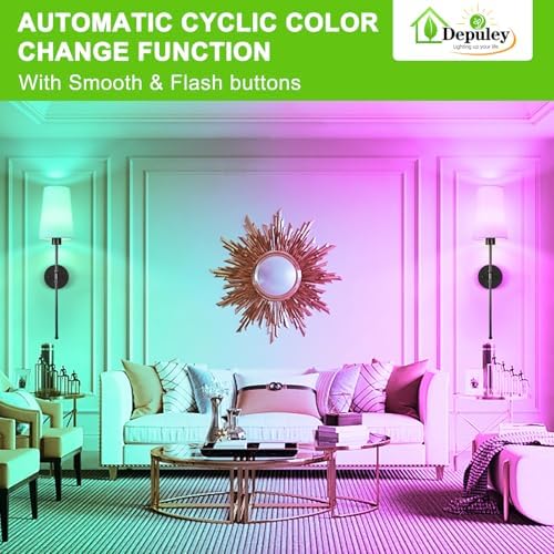 Depuley Battery Operated Wall Sconce: 27" Set of 2 Wireless Wall Lights with Remote for Bedroom - Rechargeable 15 Colors Black Wall Lamp for Living Room Hallway Decor - Image 4