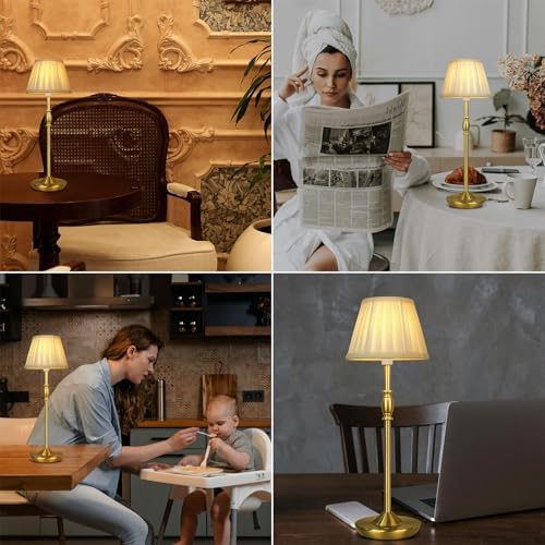 Cordless LED Touch Lamp with Dimmer Portable Small Table Lamp, 18" 2700K Rechargeable Battery Light for Bedside, Dining Room, Bedroom Lamp, Patio, Bar, Night Light, Bathroom (Antique Brass) - Image 6