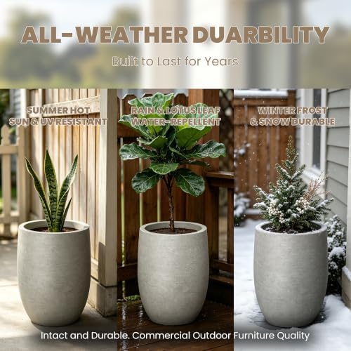 Kante Weathered Concrete Planter 9.1" Dia All-Weather Round Small Pot - Image 3
