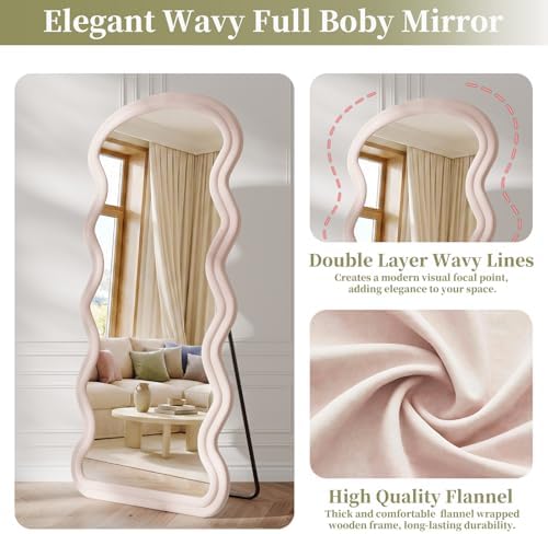 Koonmi 71“x32” Wavy Mirror Full Length, Flannel Full Body Mirror - Image 2