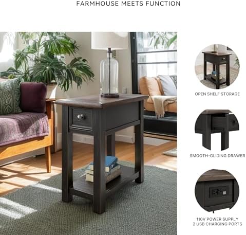 Signature Design by Ashley Narrow Chairside End Table with Charging Station - Image 5