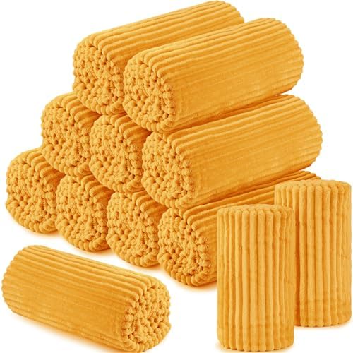 Buryeah 12 Pcs Flannel Blankets Bulk,Fall Outdoor Wedding, Mustard Yellow by Buryeah