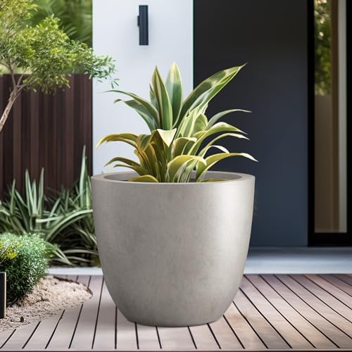 Kante Weathered Concrete Planter 10" Dia All-Weather Round Small Pot - Image 4