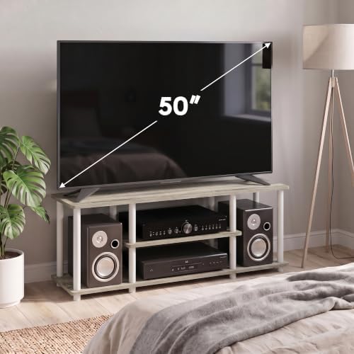 Furinno Turn-N-Tube No Tools 3D 3-Tier Entertainment TV Stand up to 50 inch TV, Round Tubes, Oak - Image 2